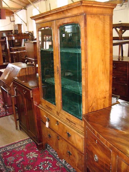 Queen Anne style walnut display cabinet